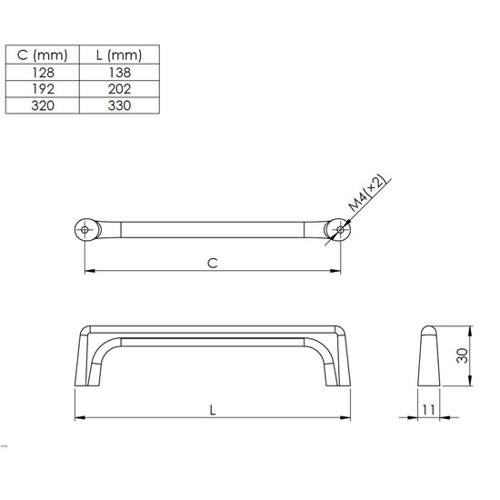 Bútorfogantyú Cub 128mm csiszolt nikkel TULIP Bútorfogantyú Cub 128mm csiszolt nikkel TULIP