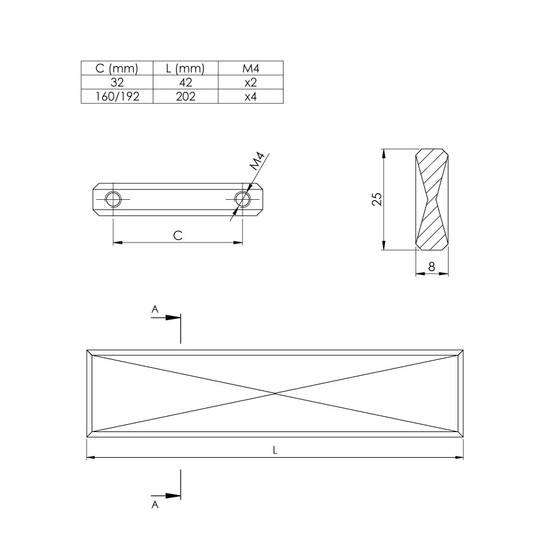 Bútorfogantyú Envel 192mm Csiszolt Arany TULIP
