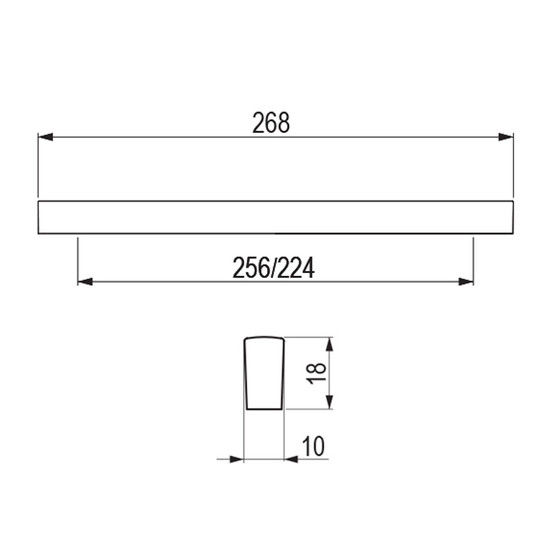 Bútorfogantyú Mirella Design LINAE 224/256mm fekete matt