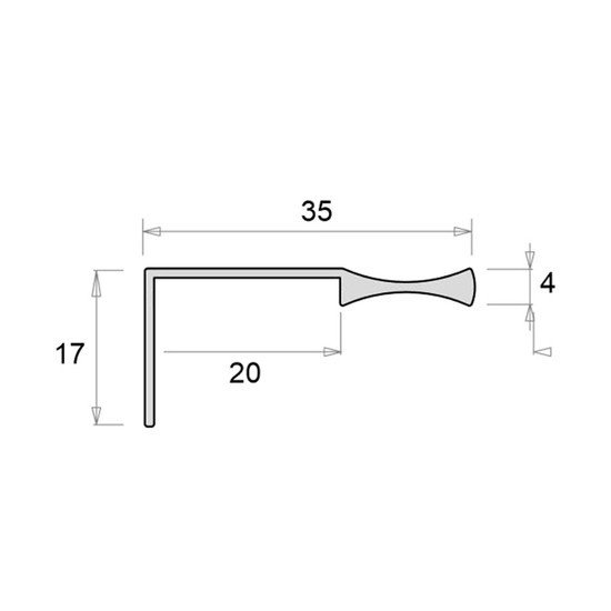Bútorfogantyú PERFILA-20 2900mm eloxált alumínium Bútorfogantyú PERFILA-20 2900mm eloxált alumínium