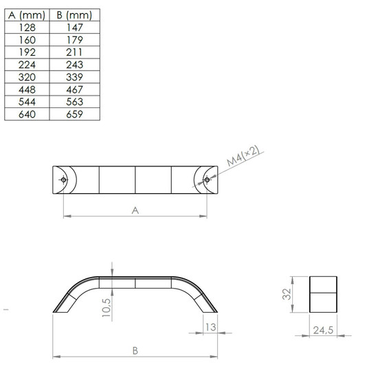 Bútorfogantyú SCALA 544mm Szálcsiszolt fekete Bútorfogantyú SCALA 544mm Szálcsiszolt fekete