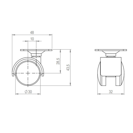 Bútorgörgő 30mm Talpas 20kg Fekete STRONG