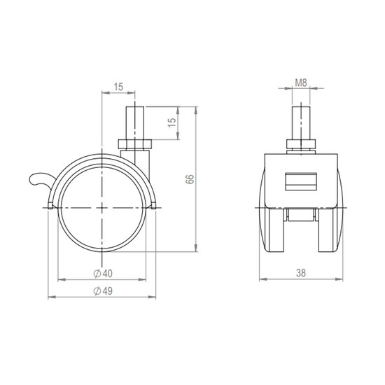 Bútorgörgő 40mm M8x15mm Menetes Fékes 30kg Fekete Bútorgörgő 40mm M8x15mm Menetes Fékes 30kg Fekete