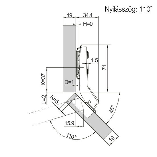 Bútorpánt FDS C82 Csillapított klippes +45° Közézáródó pánt+Pántnyak takaró Nikkel Bútorpánt FDS C82 Csillapított klippes +45° Közézáródó pánt+Pántnyak takaró Nikkel