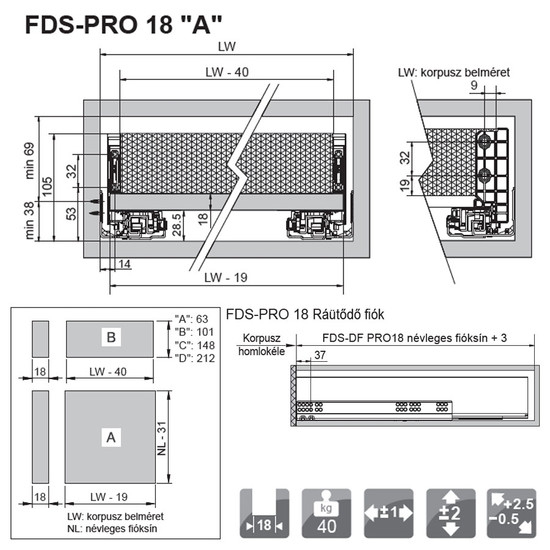FDS-PRO 18 A Fiókrendszer 350mm Antracit FDS-PRO 18 A Fiókrendszer 350mm Antracit