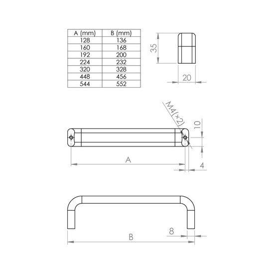 Fogantyú Muta 192mm alumínium 36823