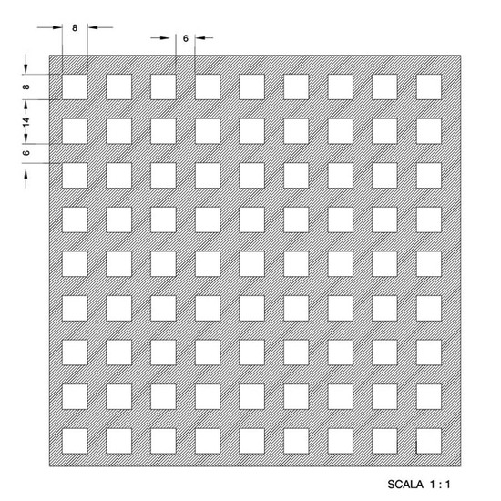 Perforált lemez Grezzo natur Hdf Quadro 8-14 perforációval 1520x605x3mm Perforált lemez Grezzo natur Hdf Quadro 8-14 perforációval 1520x605x3mm
