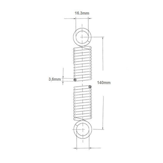 Heverő húzó csavarrugó, rövid 3,6x140mm Heverő húzó csavarrugó, rövid 3,6x140mm