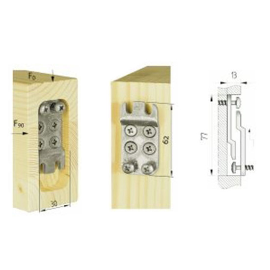 KNAPP Rögzítő vasalat K022 DUO 62/30mm összekötő fa profilokhoz KNAPP Rögzítő vasalat K022 DUO 62/30mm összekötő fa profilokhoz