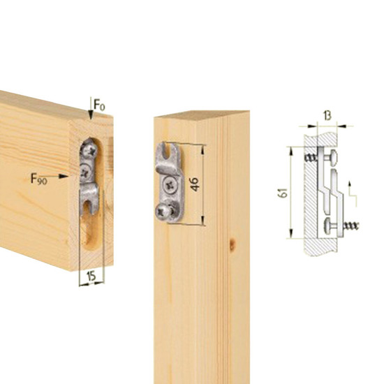 KNAPP Rögzítő vasalat K041 DUO 46/15mm összekötő fa profilokhoz KNAPP Rögzítő vasalat K041 DUO 46/15mm összekötő fa profilokhoz