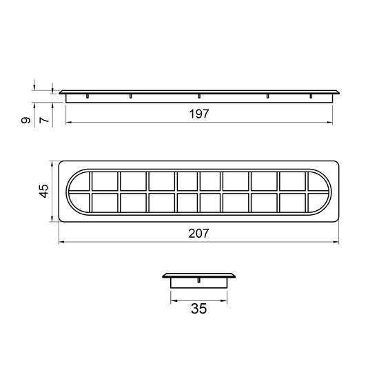 Kábelkivezető ART914 Hasított 207x9x45mm Antracit