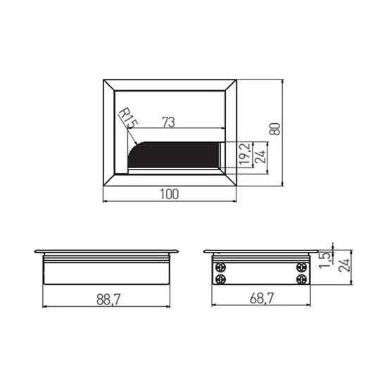 Kábelkivezető Fém 80x100mm Fekete