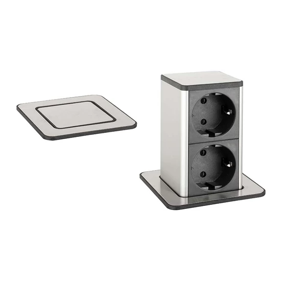 Konnektor-rejtett elosztó StrongPower PowerUp 2x230V Nemesacél