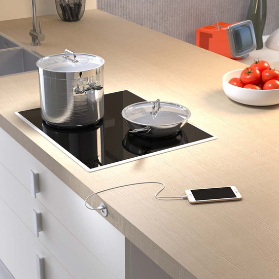 Konnektor-rejtett elosztó VersaPick 2xUSB A/C Töltő négyzet alakú Rozsdamentes acél Konnektor-rejtett elosztó VersaPick 2xUSB A/C Töltő négyzet alakú Rozsdamentes acél