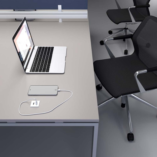 Konnektor-rejtett elosztó VersaPick 2xUSB A/C Töltő négyzet alakú Rozsdamentes acél Konnektor-rejtett elosztó VersaPick 2xUSB A/C Töltő négyzet alakú Rozsdamentes acél