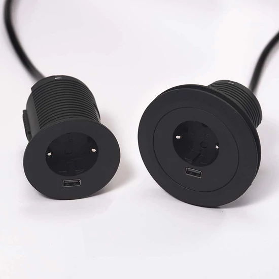 Konnektor-rejtett elosztó VersaTag 1x230V-1xUSB-A Töltő Fekete