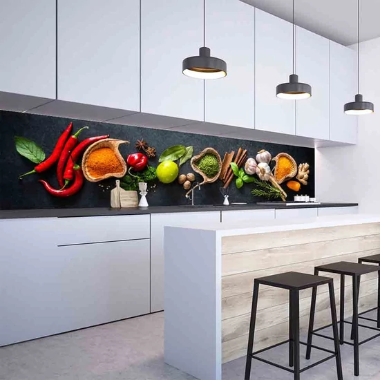 Konyhai hátfal Wallplex falburkoló Zöldfűszerek 60x120cm
