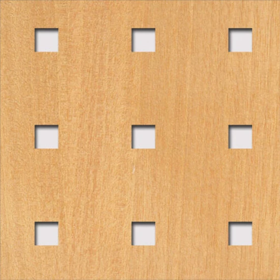 Perforált lemez Legno furnérozott Hdf-Quadro 11-45 perforációval Anegré 1520x610x4mm