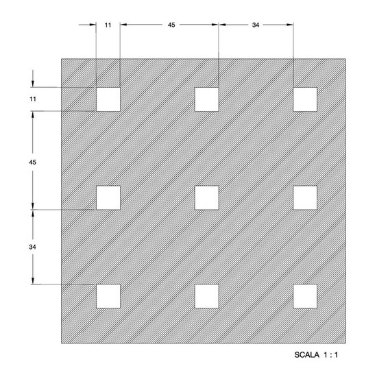 Perforált lemez Legno furnérozott Hdf-Quadro 11-45 perforációval Anegré 1520x610x4mm Perforált lemez Legno furnérozott Hdf-Quadro 11-45 perforációval Anegré 1520x610x4mm