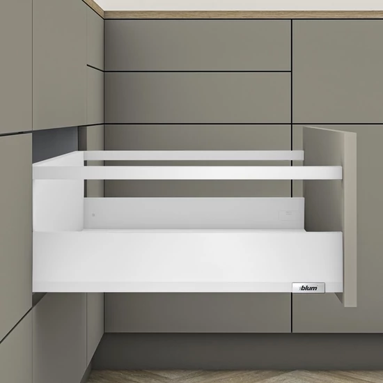 Blum MERIVOBOX fiókszett E magasságú Korlát magasítással 270mm Selyemfehér