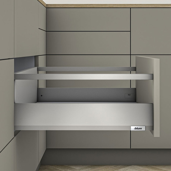 Blum MERIVOBOX fiókszett E magasságú Korlát magasítással 400mm Szürke Blum MERIVOBOX fiókszett E magasságú Korlát magasítással 400mm Szürke