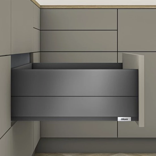 Blum MERIVOBOX fiókszett E magasságú BOXCAP fém oldallal 400mm Orionszürke