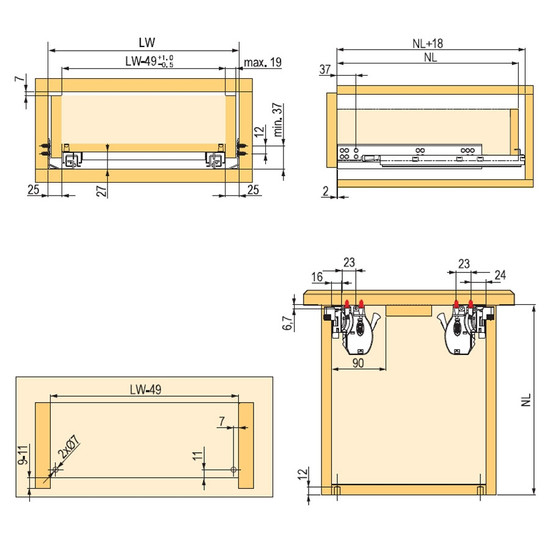 StrongRide 3D 400mm teljes kihúzású sín, csillapítással 30kg StrongRide 3D 400mm teljes kihúzású sín, csillapítással 30kg