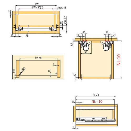 StrongRide 3D Szinkron 450mm teljes kihúzású sín, csillapítással 40kg StrongRide 3D Szinkron 450mm teljes kihúzású sín, csillapítással 40kg