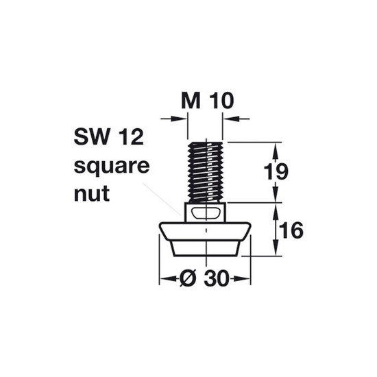 Szintezőláb csavar M10 Ø30/16+19mm