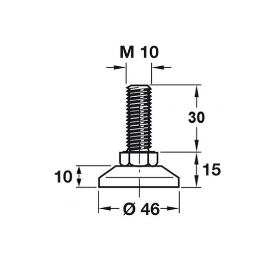 Szintezőláb csavar M10x30mm Teherbírás: 500kg