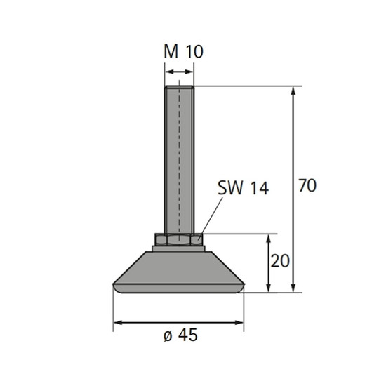 Szintezőláb csavar M10x50mm Teherbírás: 500kg