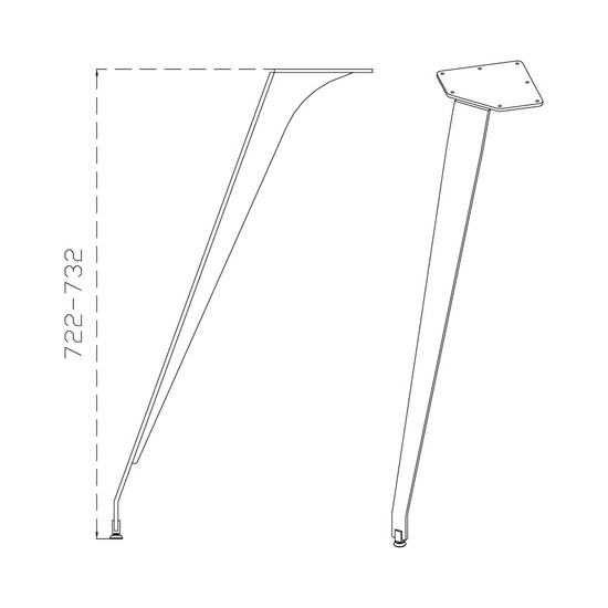 Asztalláb MILADESIGN Ferde Fekete ET N72026 720mm 2db/grn