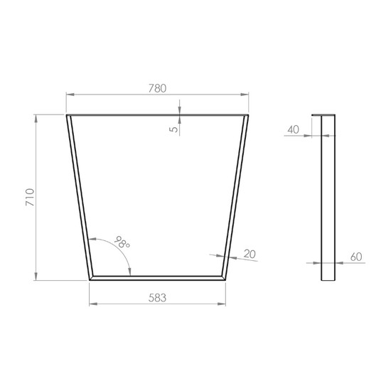 Asztalláb Fordított Trapéz 710x780mm Fekete Strong Asztalláb Fordított Trapéz 710x780mm Fekete Strong