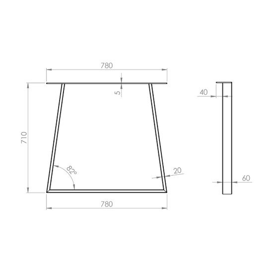Asztalláb Trapéz 710x780mm Fekete Strong