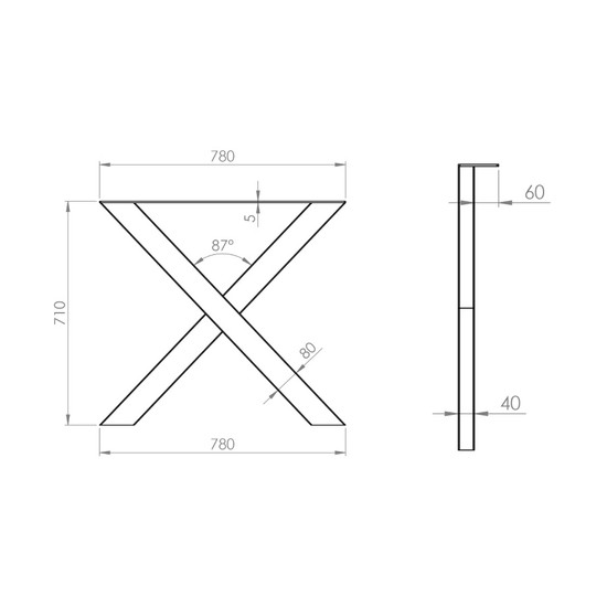Asztalláb X-alakú 710x780mm Fekete Strong Asztalláb X-alakú 710x780mm Fekete Strong