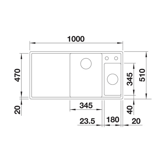 Blanco Axia III 6S Antracit 1med+cs+gyüm. Silgránit mosogató InFino 1000x510mm balos
