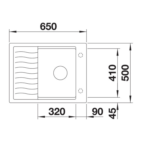 Blanco Elon 45S Antracit 1mély+csepp. Silgránit mosogató 650x500mm ext.nélk.524824