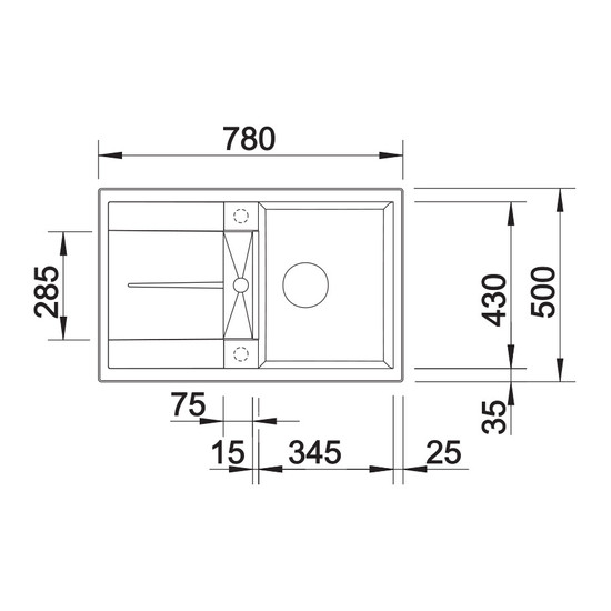 Blanco Metra 45S Tartufo 1med+cs. Silgránit mosogató 780x500mm exc.nélkül 517346 Blanco Metra 45S Tartufo 1med+cs. Silgránit mosogató 780x500mm exc.nélkül 517346