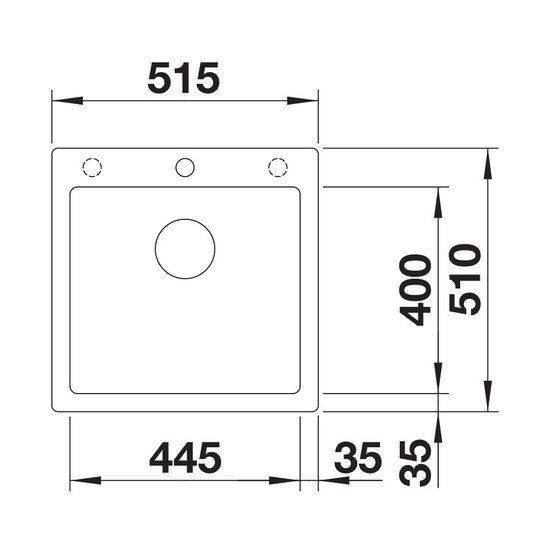 Blanco Pleon 5 PD Antracit 1med. 515x510mm silg.mosogató exct.nélk. 521504 Blanco Pleon 5 PD Antracit 1med. 515x510mm silg.mosogató exct.nélk. 521504