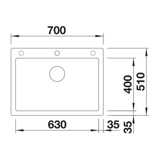 Blanco Pleon 8 PD Fehér 1med. 700x510mm silg.mosogató exct.nélk. 523047 Blanco Pleon 8 PD Fehér 1med. 700x510mm silg.mosogató exct.nélk. 523047