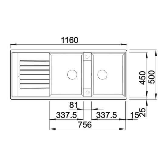 Blanco Zia 8S Kávé 2m+cs. Silgránit mosogató 1160x500mm ext.nélk. 515602