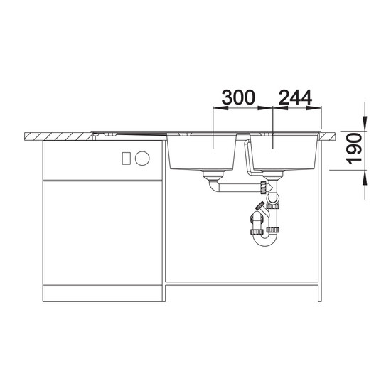 Blanco Zia 8S Kávé 2m+cs. Silgránit mosogató 1160x500mm ext.nélk. 515602