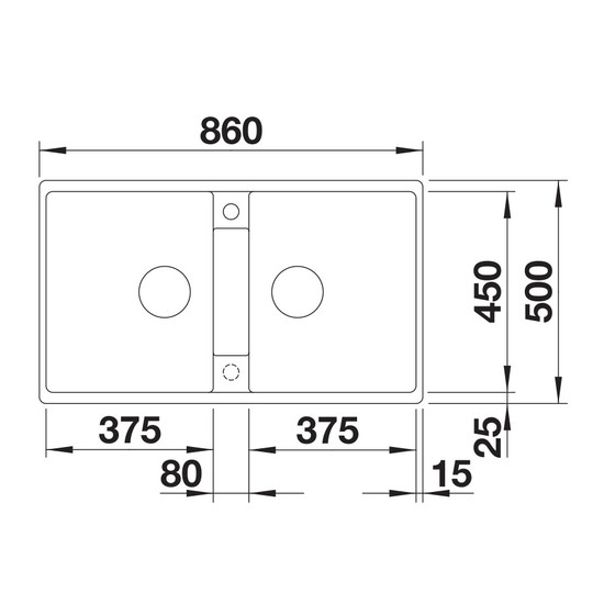 Blanco Zia 9 Kávé 2mély. 860x500mm ext.nélk. 516683