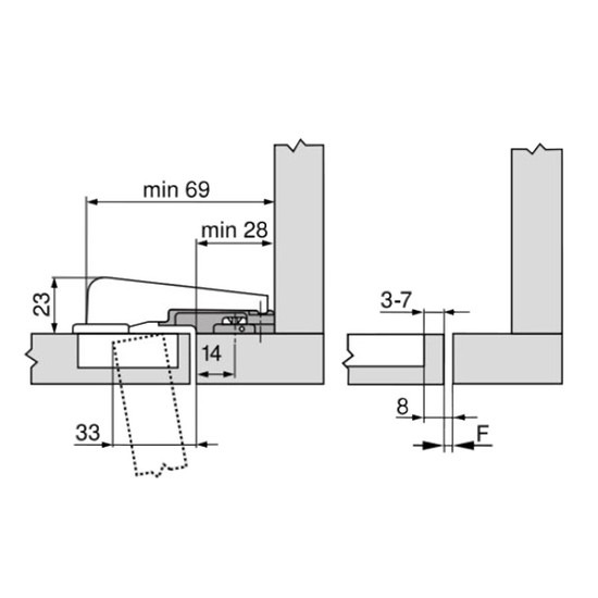 Blum 99B9550 Modul közézáródó pillérpánt Beépített fékkel (99M9550 párja)