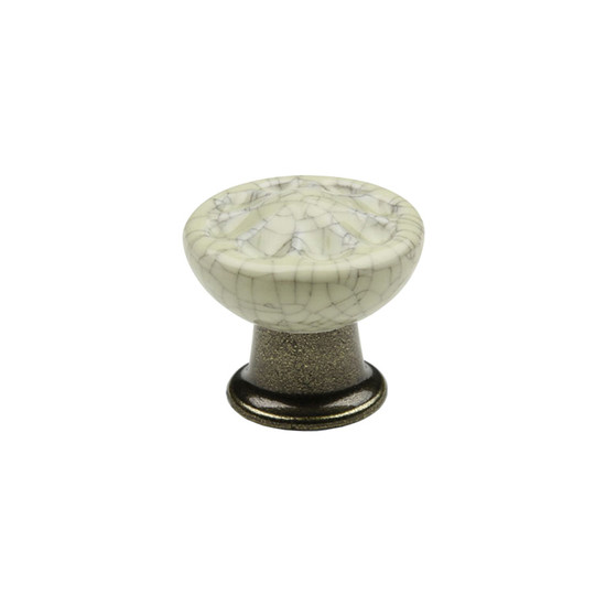 Bútorfogantyú gomb Country óbronz/porcelán bézs Tulip