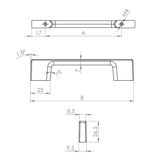 Bútorfogantyú NAKANA Csiszolt nikkel 160mm Bútorfogantyú NAKANA Csiszolt nikkel 160mm