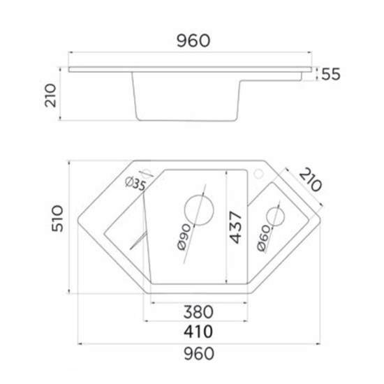 Diamond XGranit Bézs mosogató 960x510/200/45mm 190593
