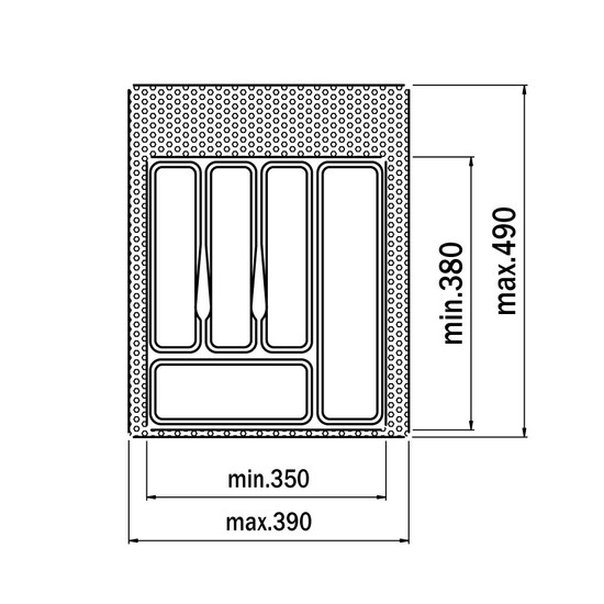 Evőeszköztartó MOD 45 490x390mm Metálszürke Evőeszköztartó MOD 45 490x390mm Metálszürke