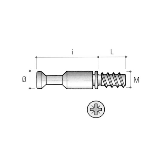 Excenter szár famenetes TE01 45mm horganyzott Excenter szár famenetes TE01 45mm horganyzott