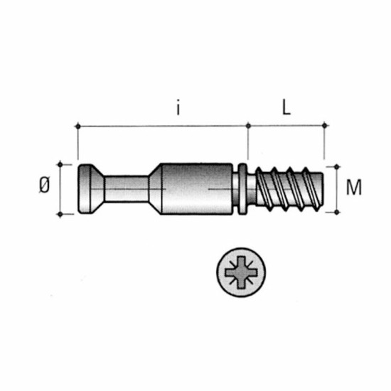 Excenter szár famenetes TE28 39mm horganyzott